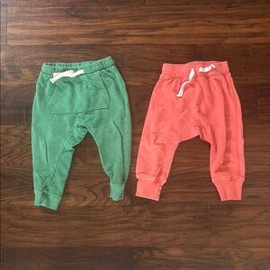 Kids Jogger Pants Set - Green and Coral